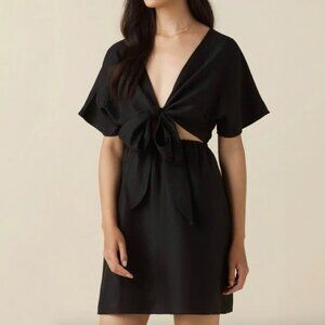 VETTA Capsule The Convertible Wrap Linen Blend Mini Dress Black